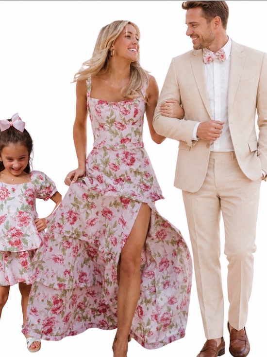 Show Me Your MuMu Dresses & Skirts - Family Matching Floral: S Dress, 4T Dress + Bow Tie